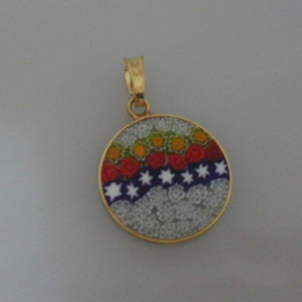 Pingente Cristal Murano 18 diâmetro PRATA com banho de ouro