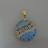 Pingente Cristal Murano 18 diâmetro PRATA com banho de ouro