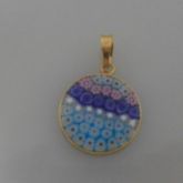 Pingente Cristal Murano 18 diâmetro PRATA com banho de ouro