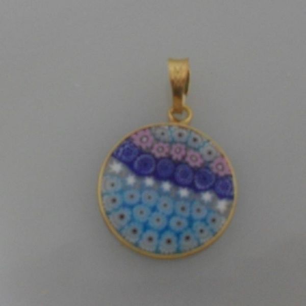 Pingente Cristal Murano 18 diâmetro PRATA com banho de ouro