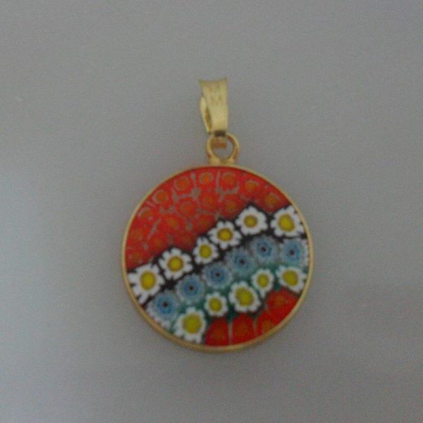 Pingente Cristal Murano 18 diâmetro PRATA com banho de ouro