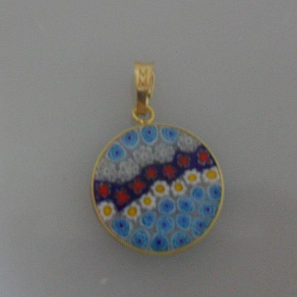 Pingente Cristal Murano 18 diâmetro PRATA com banho de ouro
