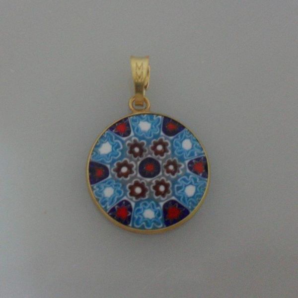 Pingente Cristal Murano 18 diâmetro PRATA com banho de ouro