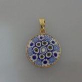 Pingente Cristal Murano 18 diâmetro PRATA com banho de ouro