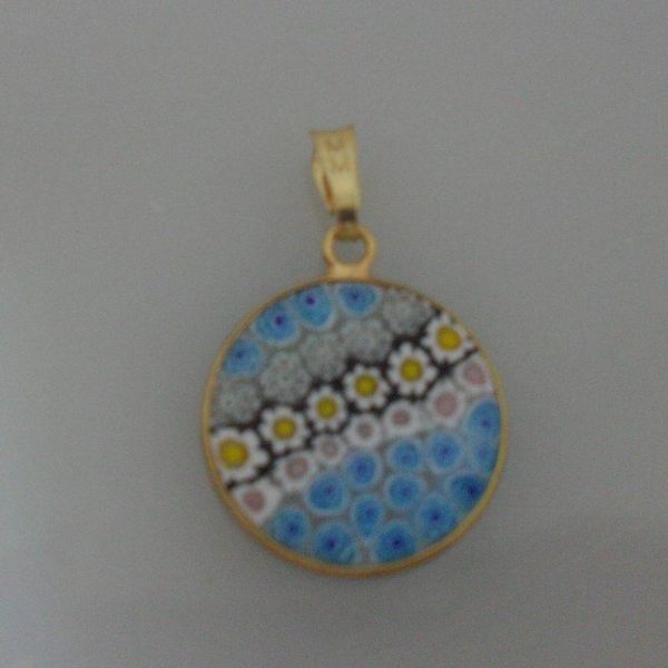 Pingente Cristal Murano 18 diâmetro PRATA com banho de ouro