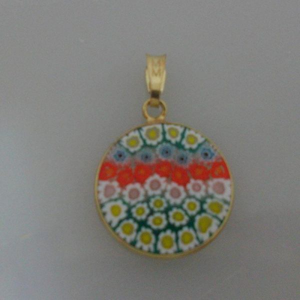 Pingente Cristal Murano 18 diâmetro PRATA com banho de ouro