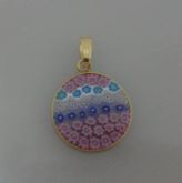 Pingente Cristal Murano 18 diâmetro PRATA com banho de ouro